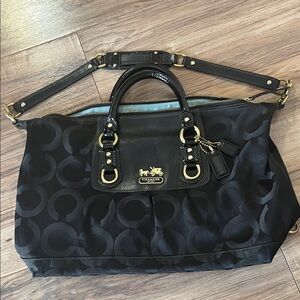 Y2K Coach Black Signature Madison Sabrina Satchel with Gold Hardware